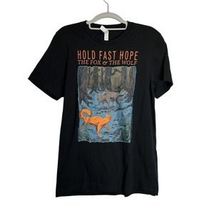T Shirt Women's Size M Black Hold Fast Hope Fox Wolf